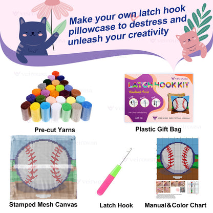 Baseball Latch Hook Pillow Kit