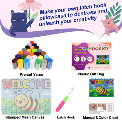 WELCOME Bee Latch Hook Rug Kit