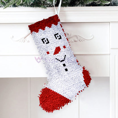 Snowman Face Christmas Stocking DIY Latch Hook Kits for Beginners