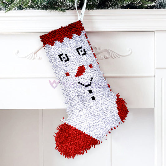 Snowman Face Christmas Stocking DIY Latch Hook Kits for Beginners