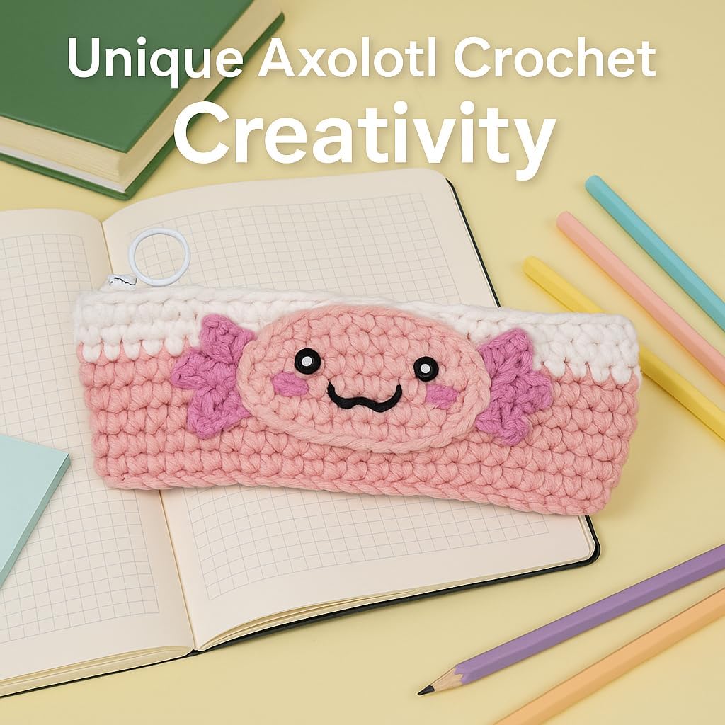 Axolotl Pencil Pouch Crochet Kit