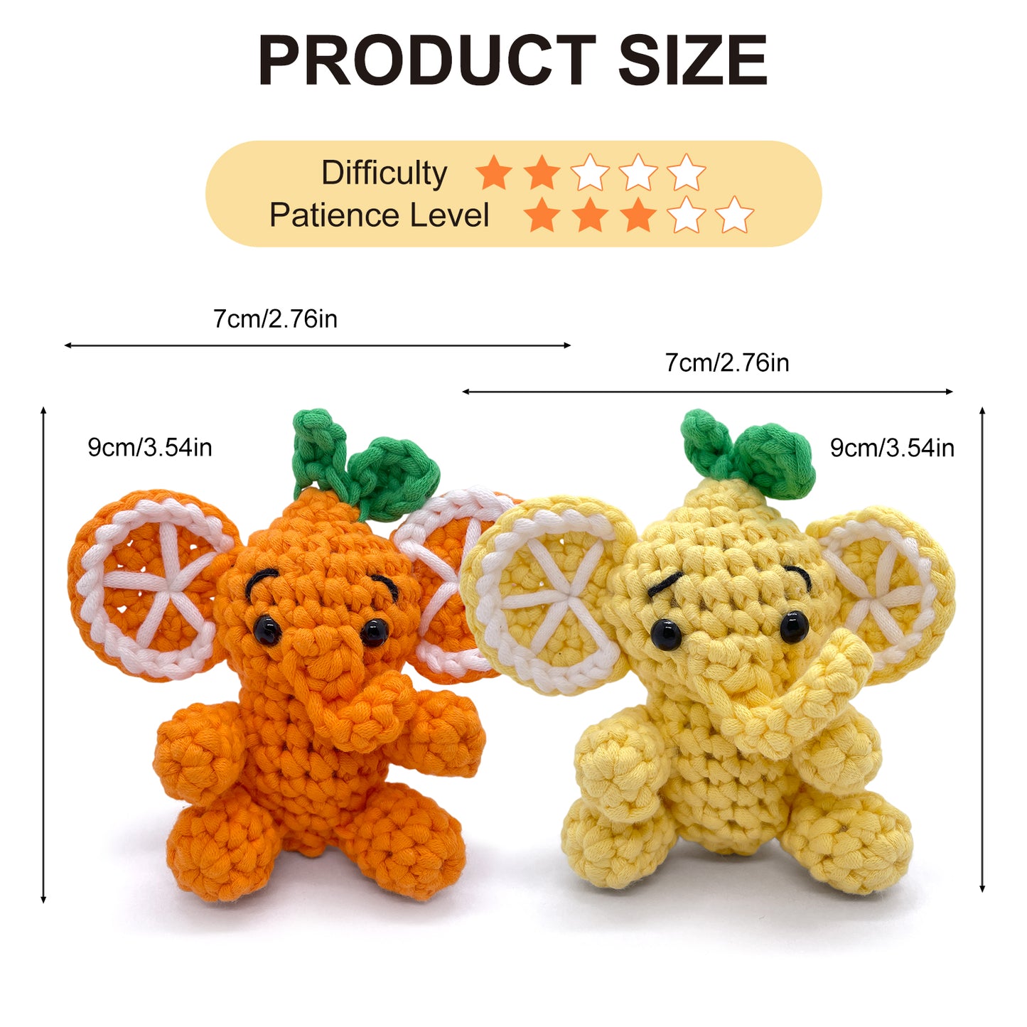 Lemon & Orange Elephants Crochet Kit