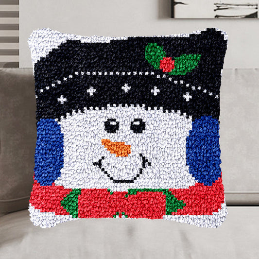 Kit de cierre de gancho para funda de almohada con muñeco de nieve sonriente para adultos, principiantes y niños 