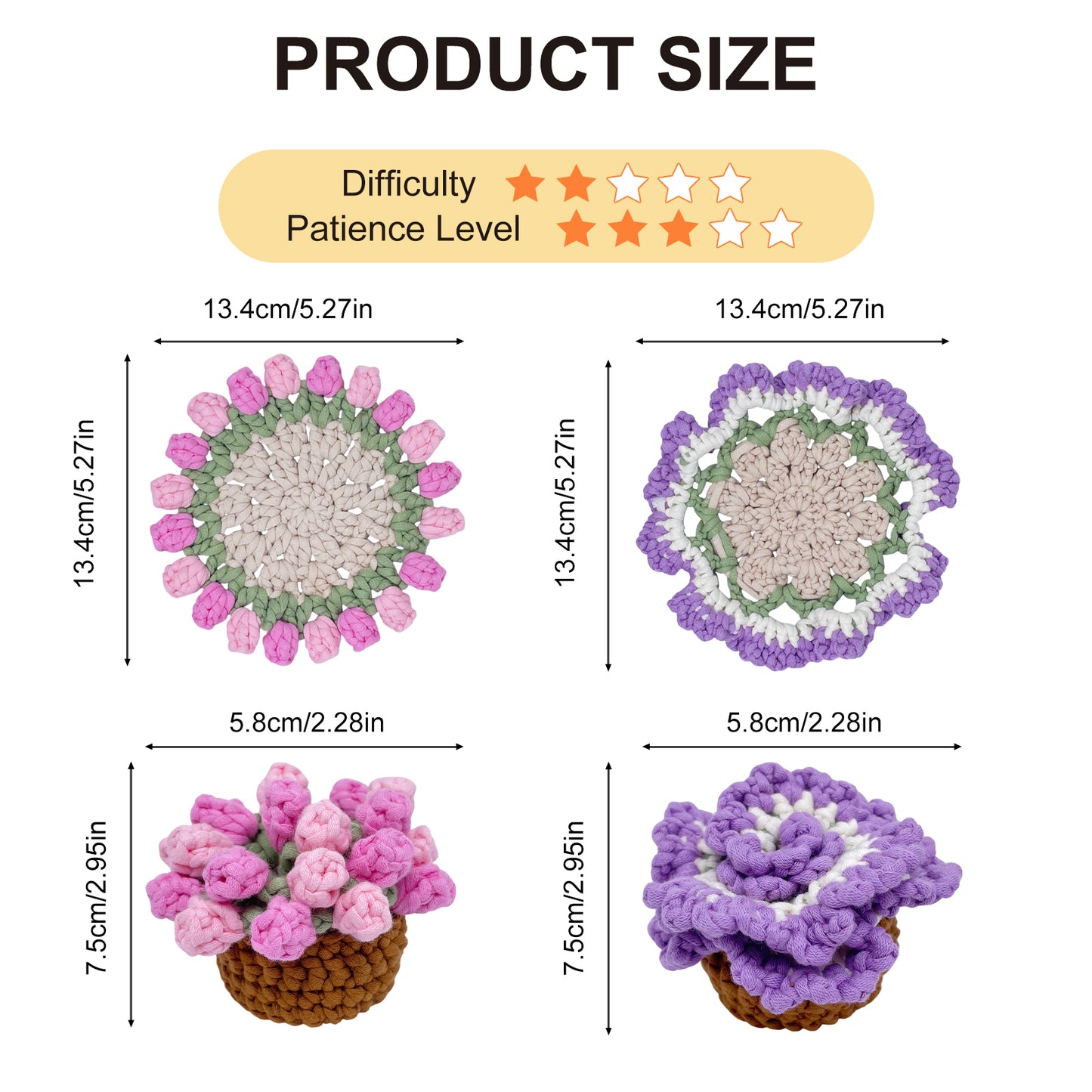 Tulip & Carnation Coasters Crochet Kit