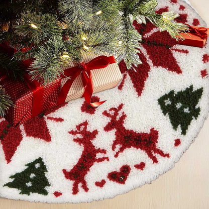 Deer Christmas Tree Skirts Latch Hook Kit for Beginner