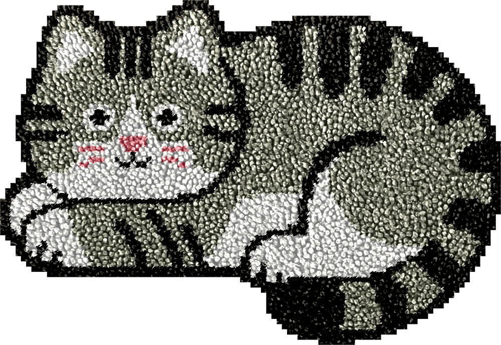 Chat gris timide - Kits de crochets pour tapis pour débutants