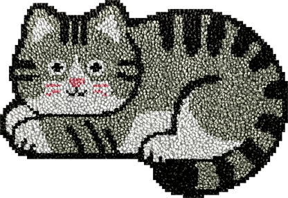Chat gris timide - Kits de crochets pour tapis pour débutants