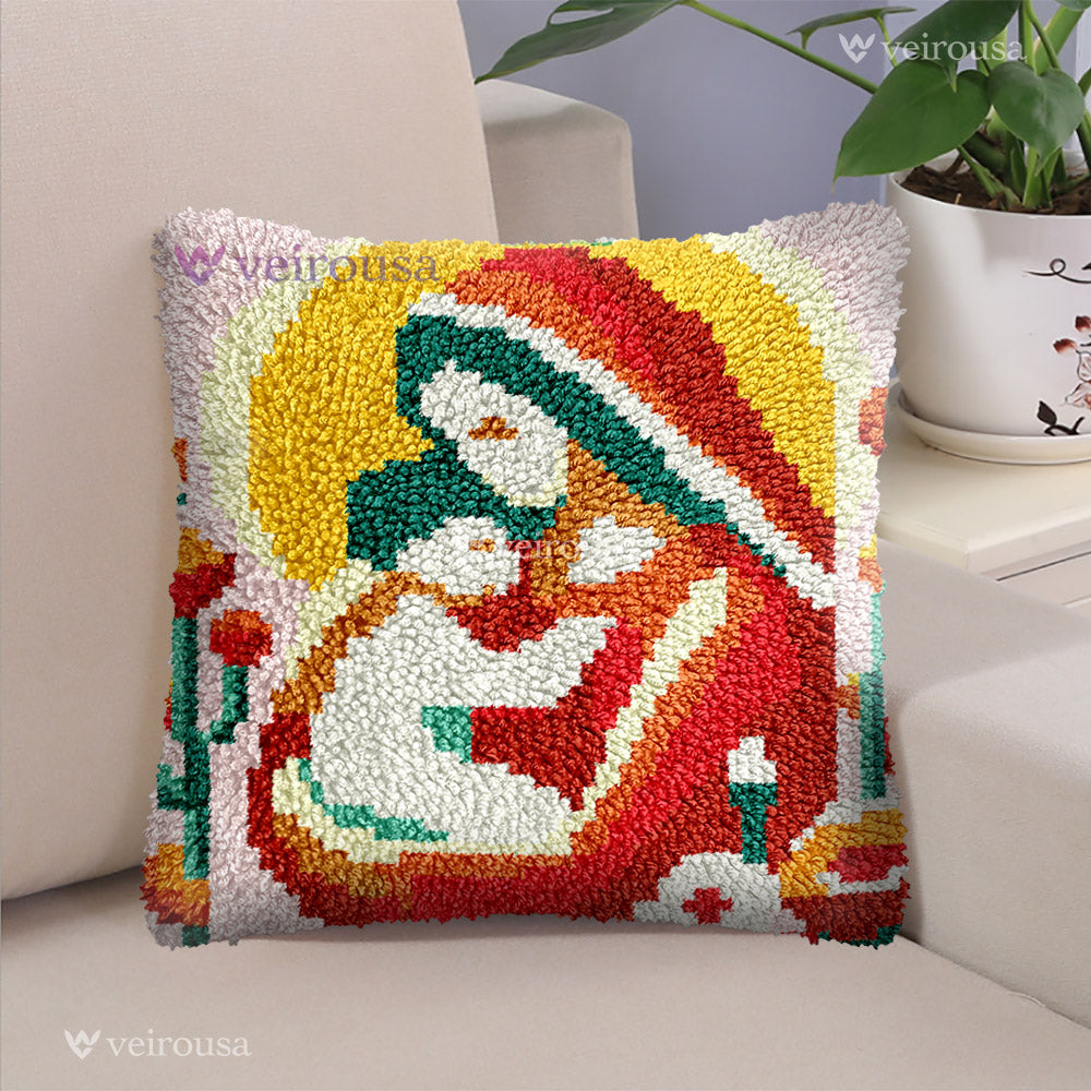 Mother's Day Love: Mom Protecting Child - Latch Hook Pillow Kit