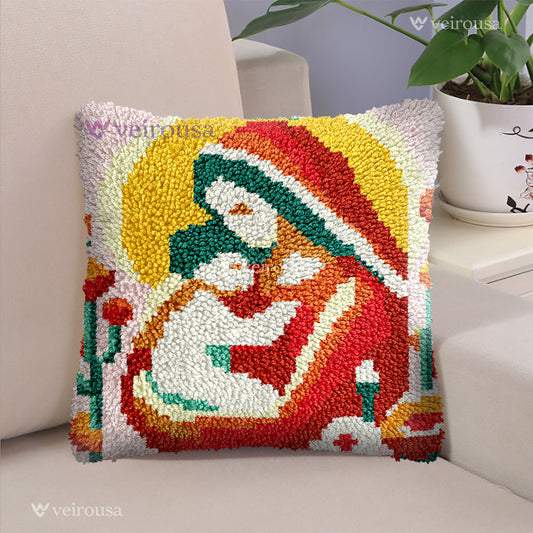 Mother's Day Love: Mom Protecting Child - Latch Hook Pillow Kit