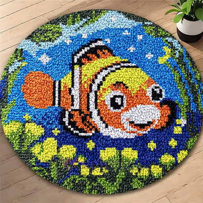 Kit de tapis à crocheter « La danse aquatique du poisson-clown » pour adultes, débutants et enfants