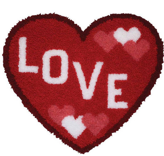 Love Heart-shaped Latch Hook Rug Kit for Adult, Beginner and Kid