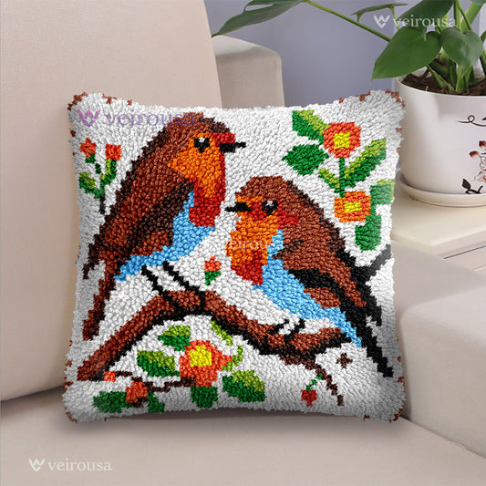 Robins on Branch - Latch Hook Pillow Kit