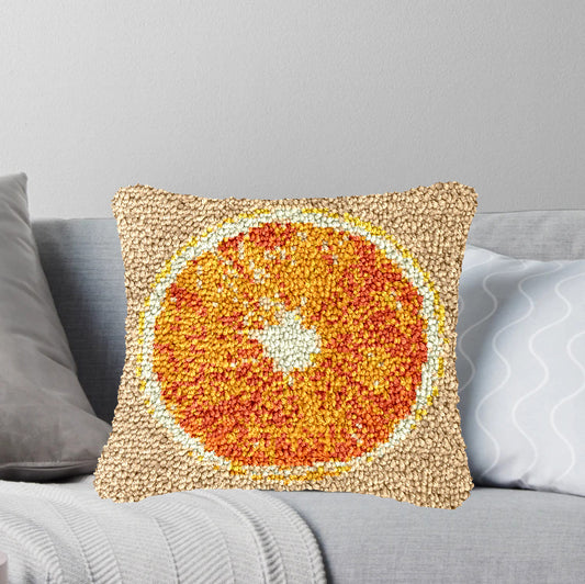 Orange Latch Hook Pillow Kit for Adult, Beginner and Kid