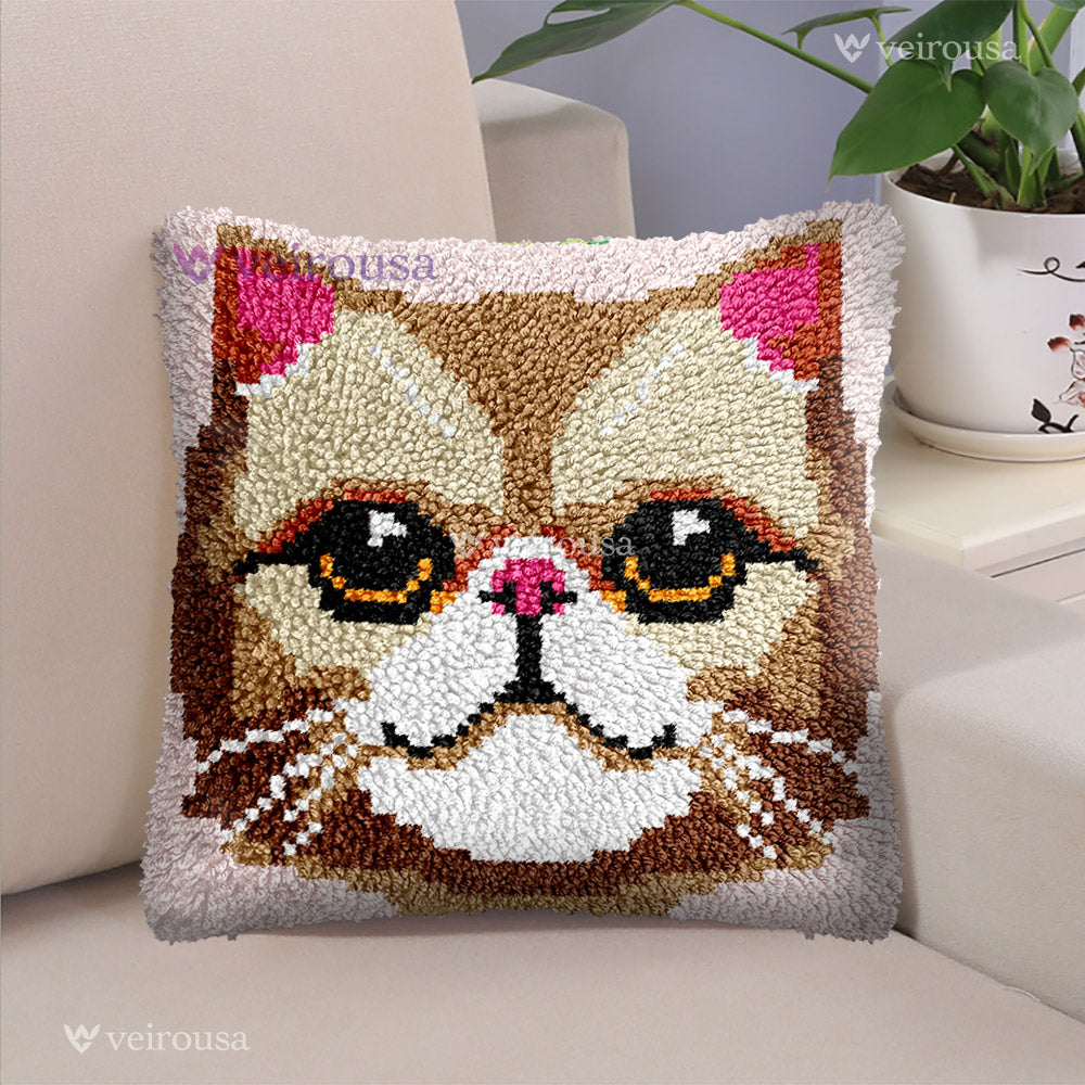 Exotic Shorthair Cat - Latch Hook Pillow Kit