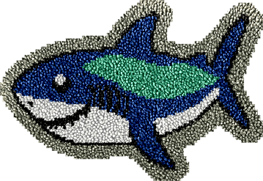 Blue Shark Latch Hook Rug Kit