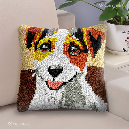 Jack Russell Terrier Pillowcase Latch Hook Kit for Adult, Beginner and Kid