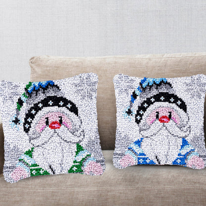 Kit de almohada navideña con gancho de cierre de gnomo azul de dibujos animados para adultos, principiantes y niños