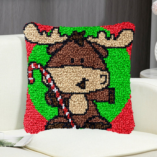 Kit de cierre de gancho para funda de almohada con diseño de vaca y dulces navideños para adultos, principiantes y niños 