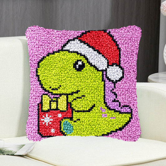 Kit de cierre de gancho para funda de almohada con diseño de dinosaurio navideño para adultos, principiantes y niños 