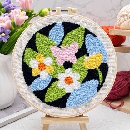 Retro Floral Punch Needle Kit for Beginners