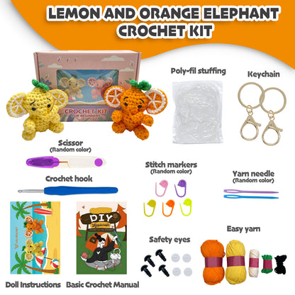 Lemon & Orange Elephants Crochet Kit