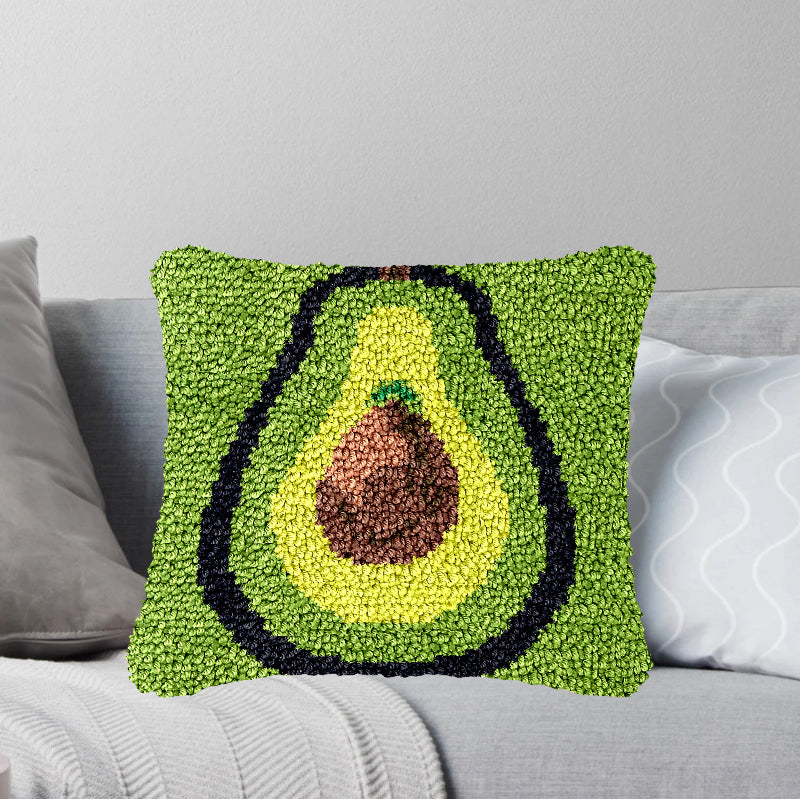 Kiwi Fruit Latch Hook Pillow Kit for Adult, Beginner and Kid