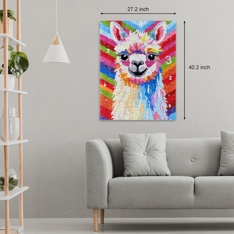 [Large Size] Colorful Alpaca - Latch Hook Rug Kit