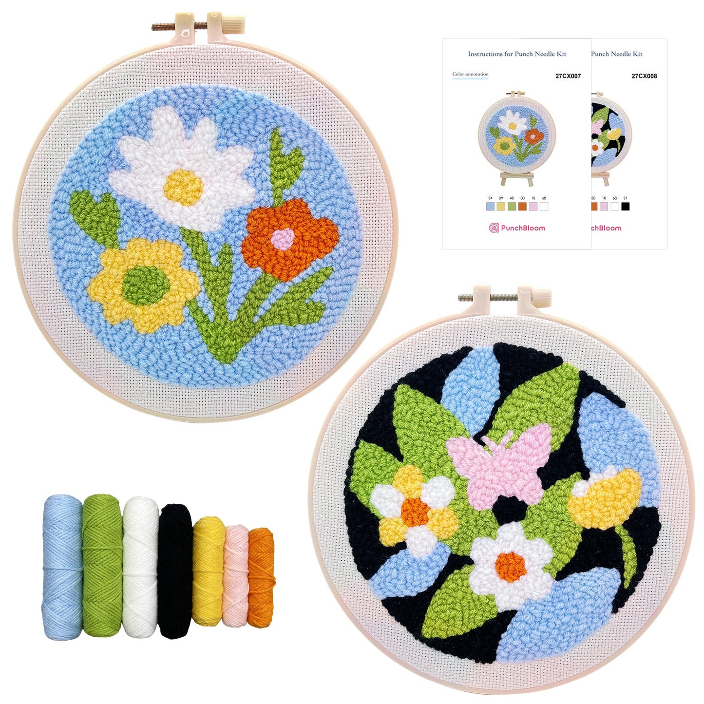 Retro Floral Punch Needle Kit for Beginners