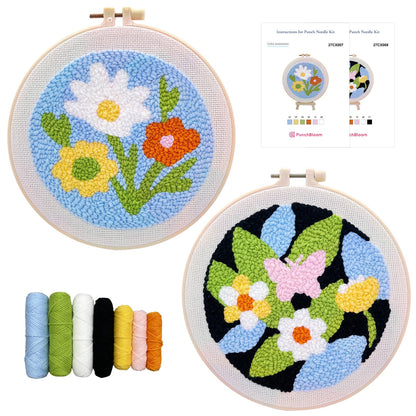 Retro Floral Punch Needle Kit for Beginners