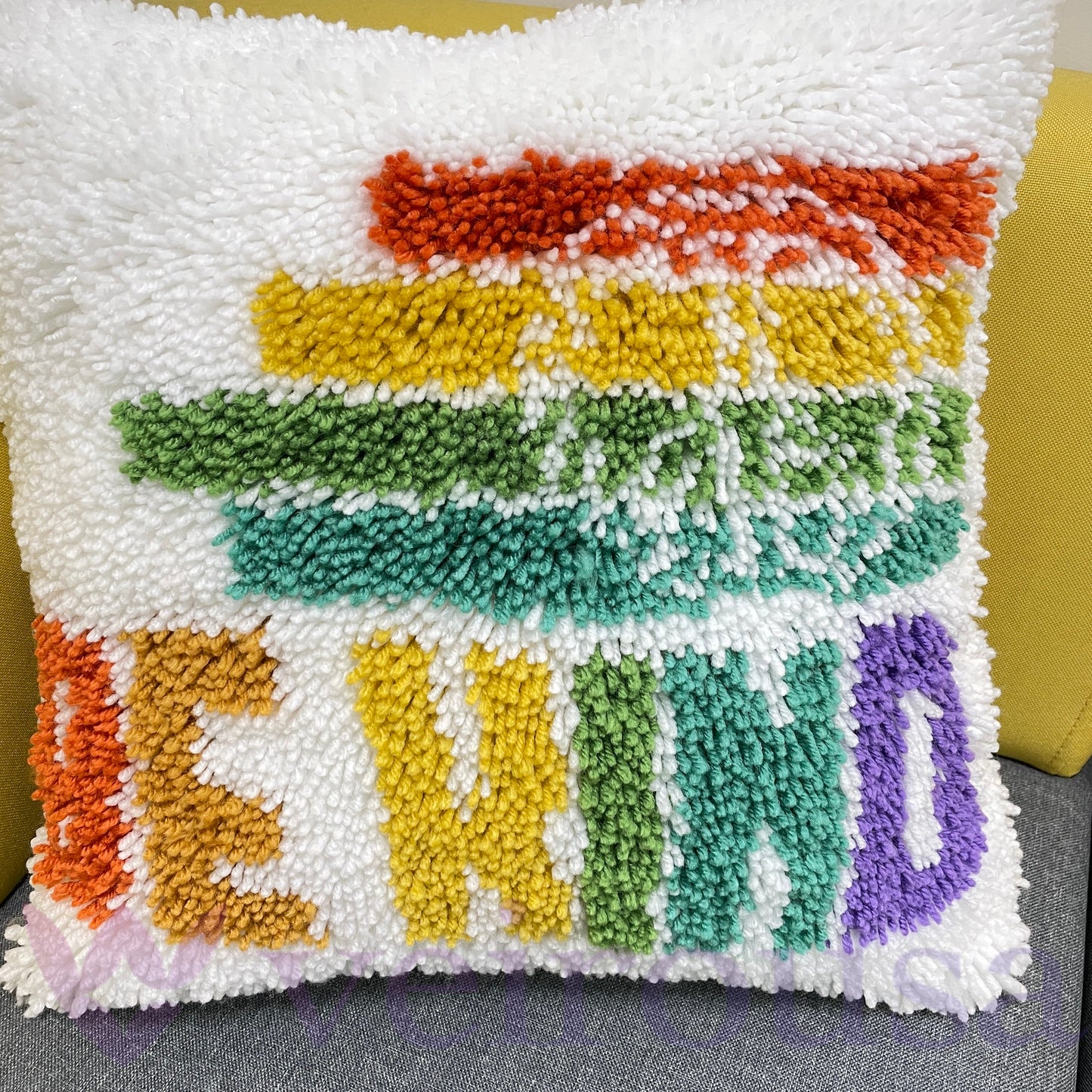 Be Kind Pillowcase Latch Hook Kit for Adult, Beginner and Kid