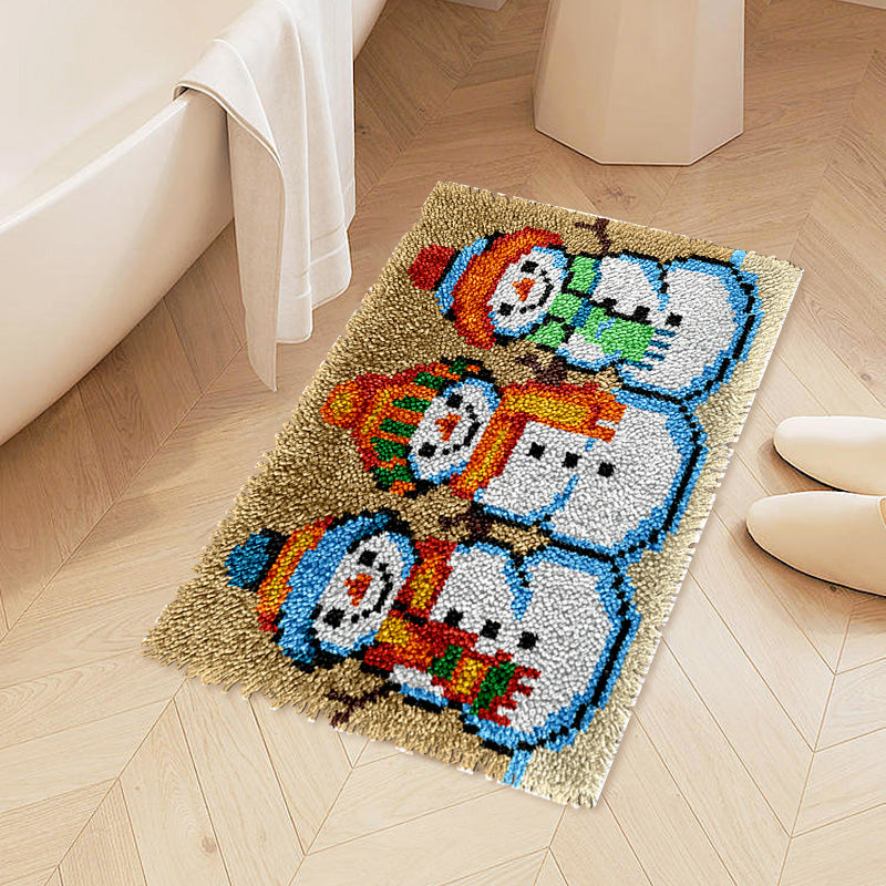 Three Snowmen Rug Latch Hook Kits for Beginners
