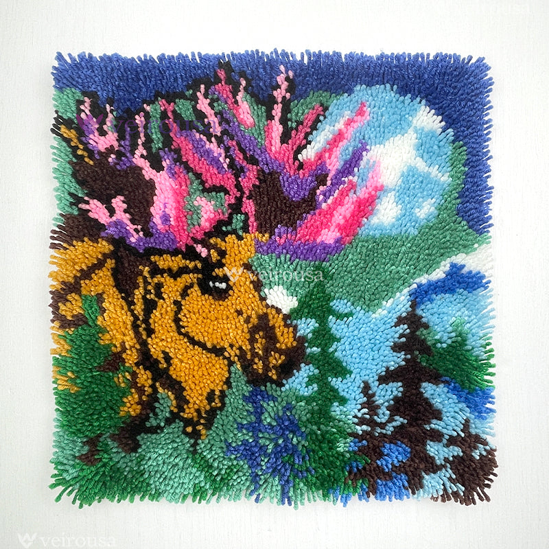 Moonlight Moose - Latch Hook Pillow Kit