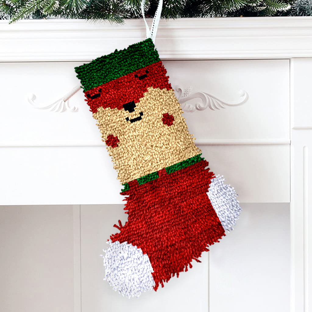 Bear Christmas Stocking DIY Latch Hook Kits for Beginners