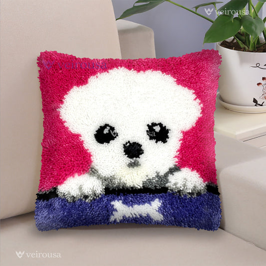 Maltese Puppy - Latch Hook Pillow Kit