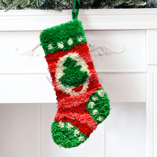 Christmas Tree Christmas Stocking DIY Latch Hook Kits for Beginners