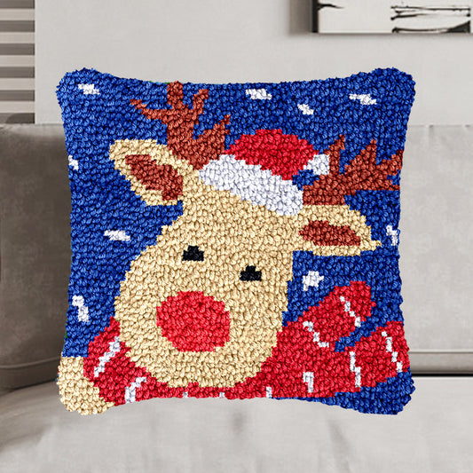 Kit de cierre de gancho para funda de almohada con diseño de ciervo navideño para adultos, principiantes y niños 
