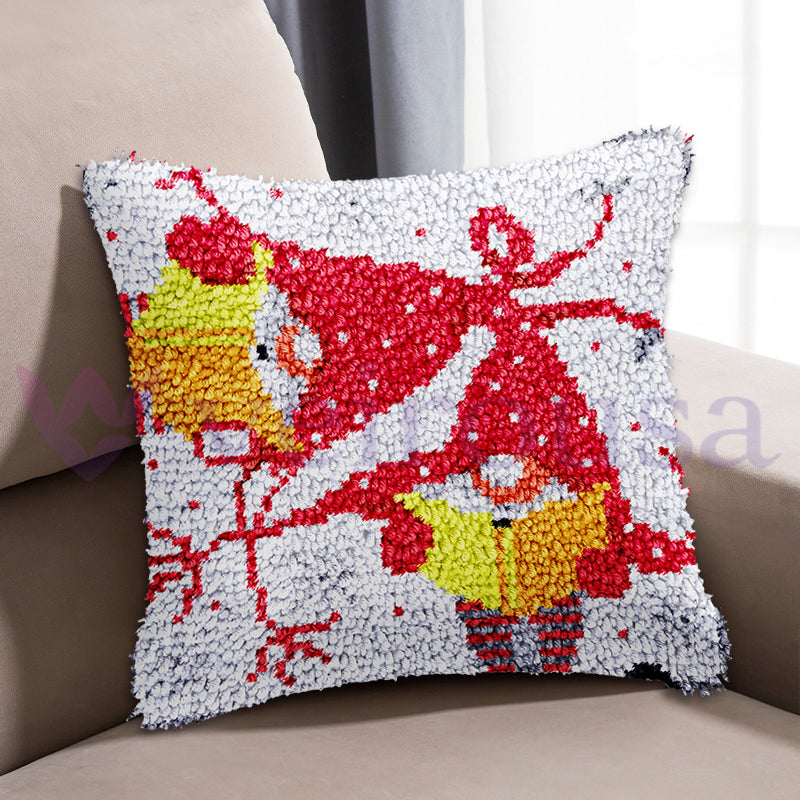 Kit de almohada de ganchillo con gnomos navideños y libros para adultos, principiantes y niños 