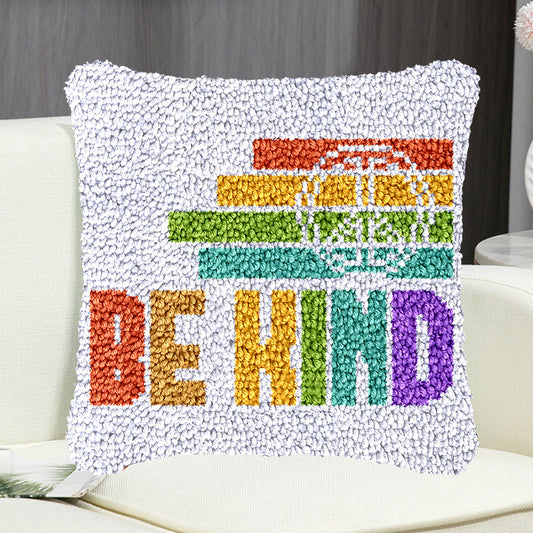 Be Kind Pillowcase Latch Hook Kit for Adult, Beginner and Kid