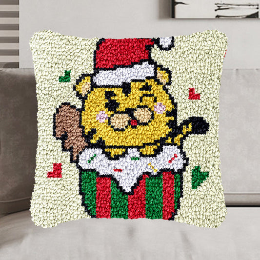 Navidad | Kit de cierre de gancho para funda de almohada Happy Tiger para adultos, principiantes y niños 