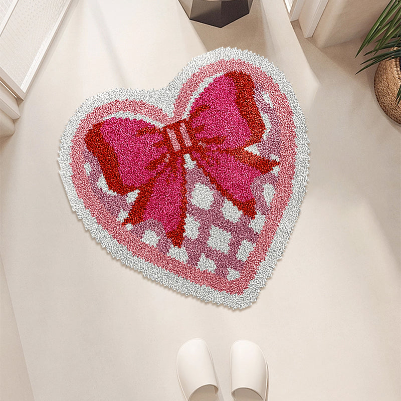 Heart-Shaped Bow - Latch Hook Rug Kit