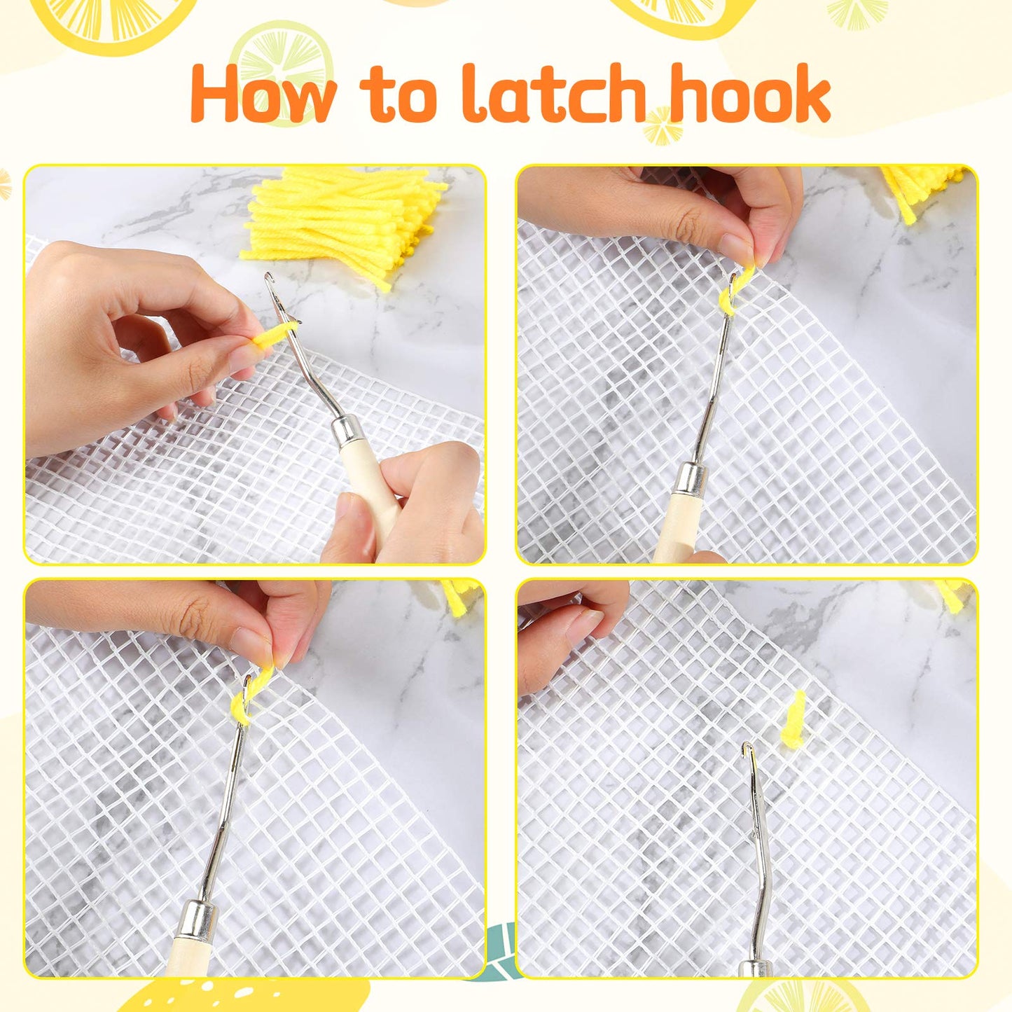 30 Pcs 15 Colors 4-Ply Latch Hook Pre-cut Yarn for DIY Craft Projects