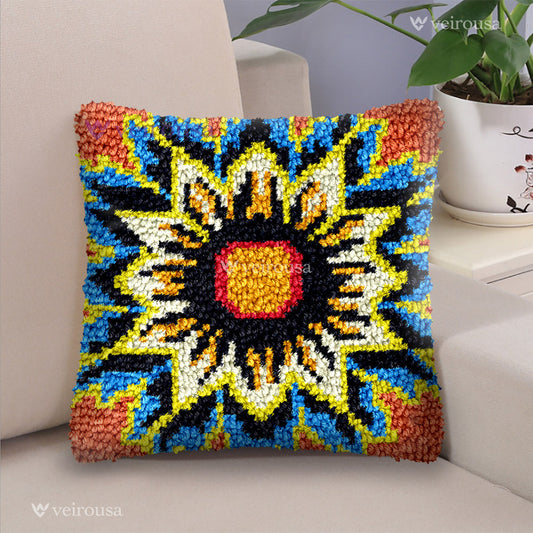 Big Flower Latch Hook Pillow Kit for Adult, Beginner and Kid