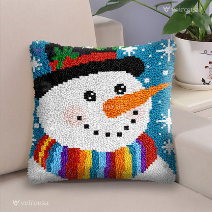 Happy Snowman - Latch Hook Pillow Kit