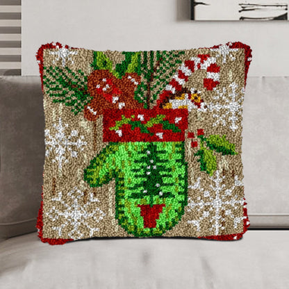 Guantes navideños verdes, funda de almohada, kit de cierre con gancho para adultos, principiantes y niños 