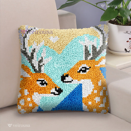 Mountain Deer Love - Latch Hook Pillow Kit
