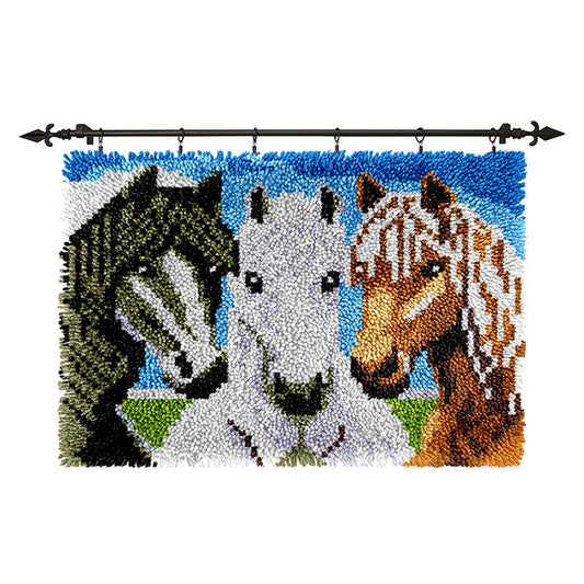 Three Horses Rug Latch Hook Kits for Beginners