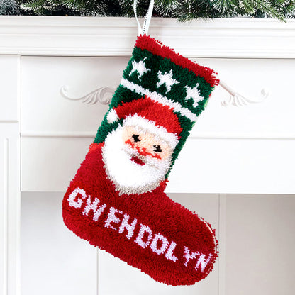 DIY Name Santa Claus Christmas Stocking DIY Latch Hook Kits for Beginners