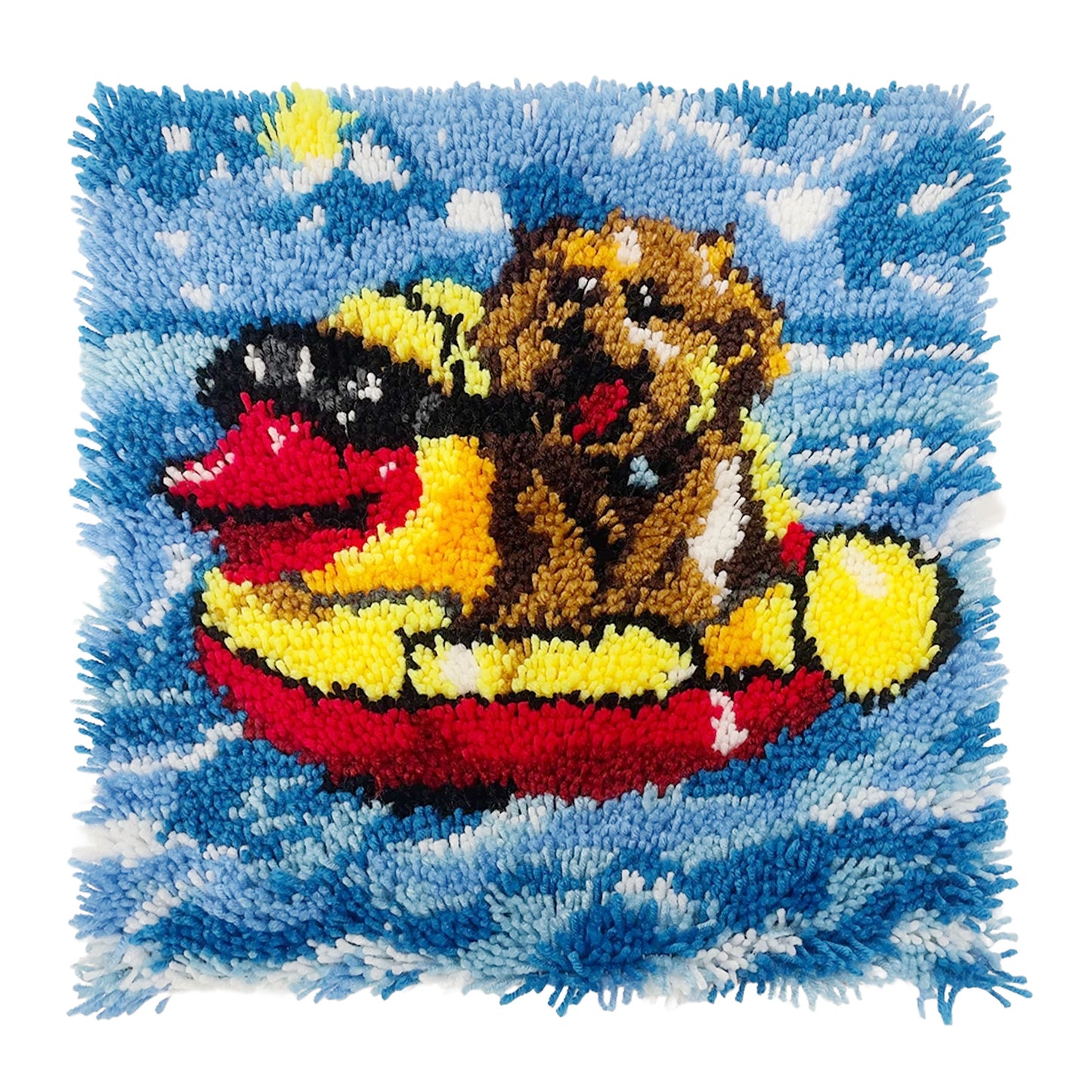 Splashing Teddy Puppy - Latch Hook Pillow Kit