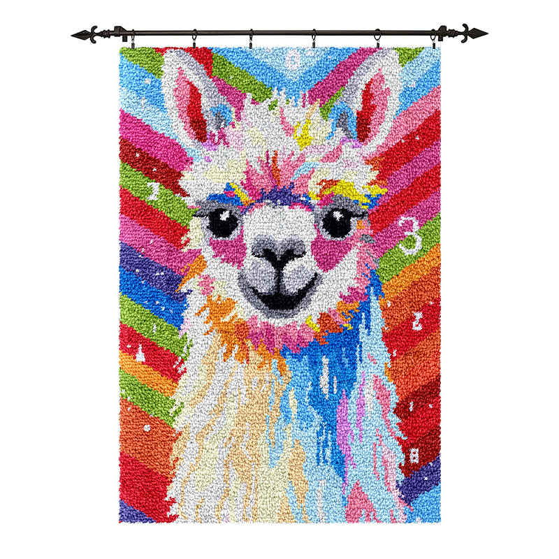 [Large Size] Colorful Alpaca - Latch Hook Rug Kit