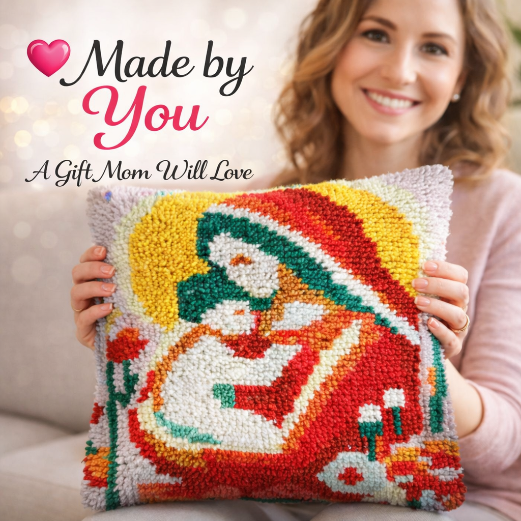 Mom Protecting Child Latch Hook Pillow Kit